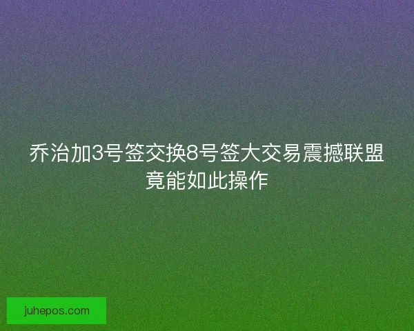 乔治加3号签交换8号签大交易震撼联盟竟能如此操作
