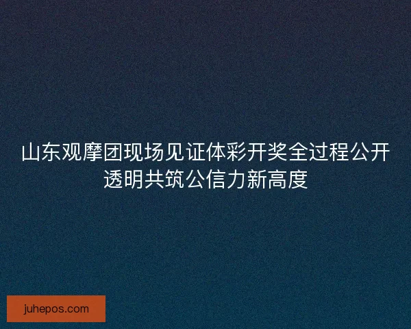 山东观摩团现场见证体彩开奖全过程公开透明共筑公信力新高度