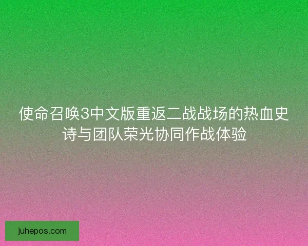 使命召唤3中文版重返二战战场的热血史诗与团队荣光协同作战体验